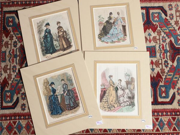 Dame al pianoforte - Dame a caccia - Dama che dipinge - Dame che scelgono stampe