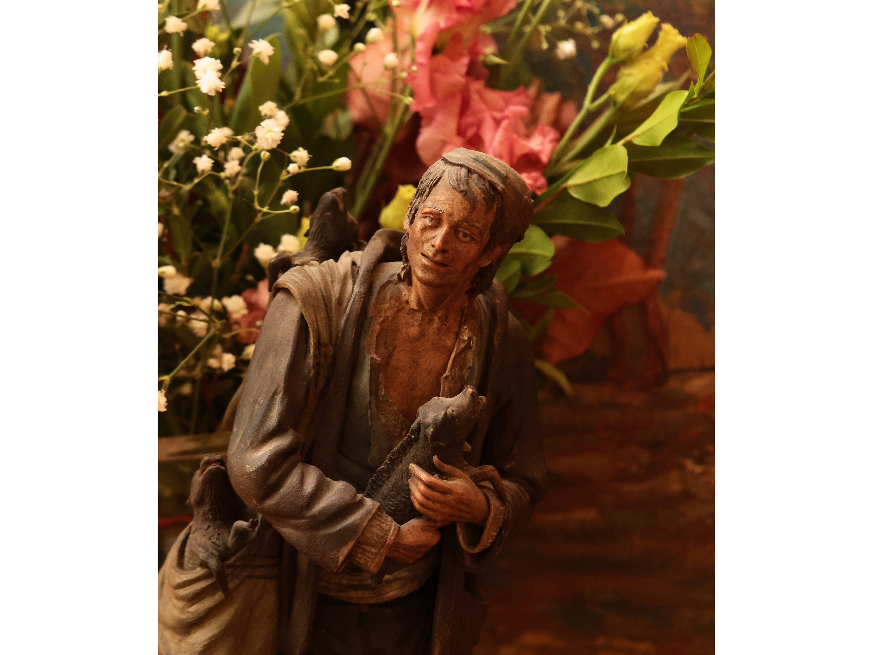 Figura da Presepe in Gesso Policromo