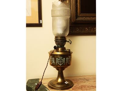 Lampada Ad Olio in Ottone di Gusto Art Decò