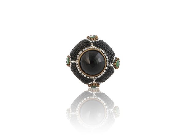 Grande anello in argento con onice centrale