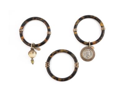 Tre Bracciali in Bachelite Color Tartaruga