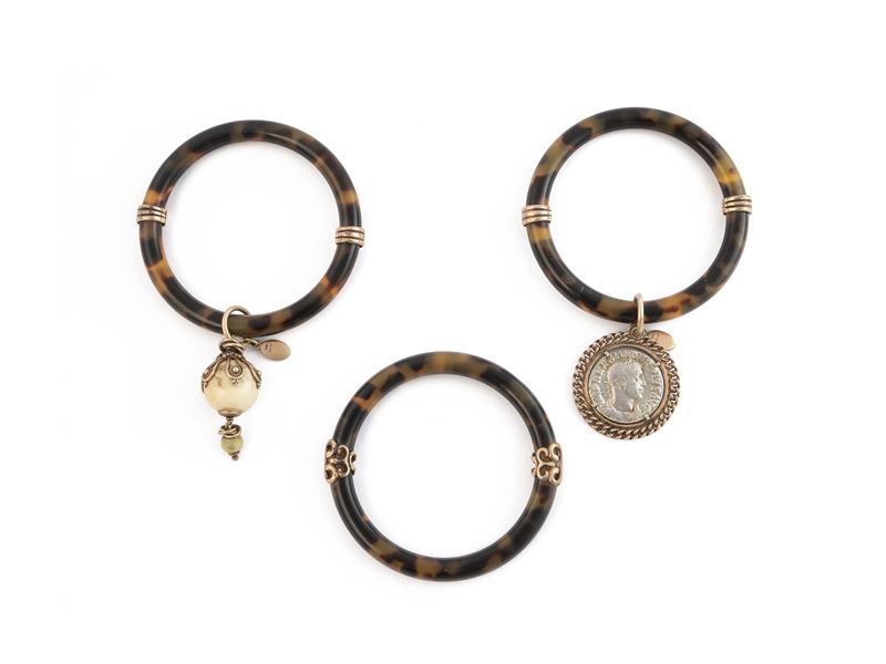 Tre Bracciali in Bachelite Color Tartaruga