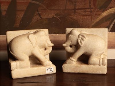 Coppia di Fermalibri in Marmo