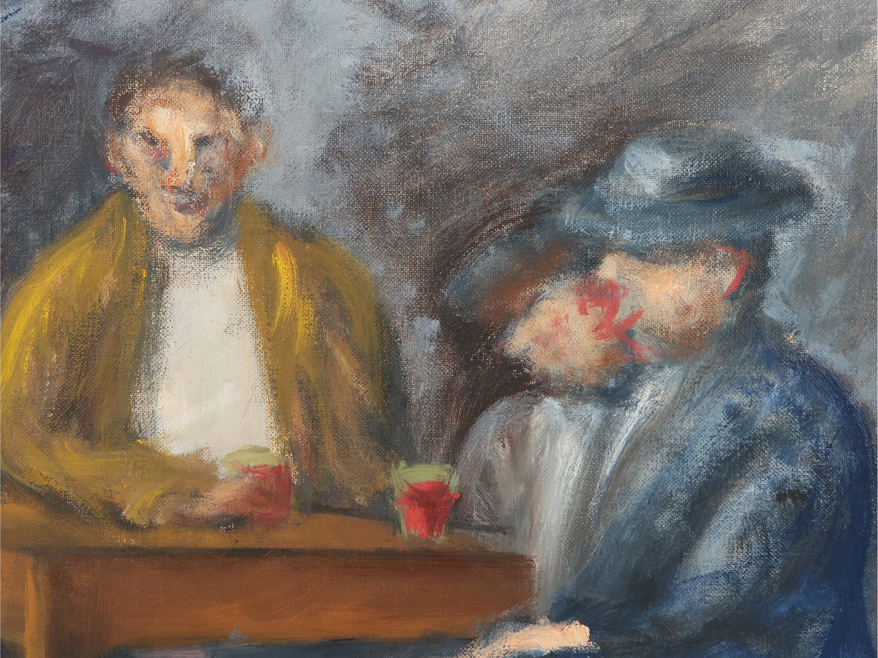 Ottone Rosai - Quattro uomini al tavolo (Bevitori), olio su tela, 1949