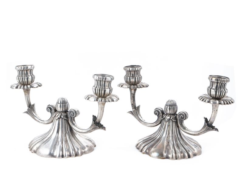 Coppia di Candelabri in Argento