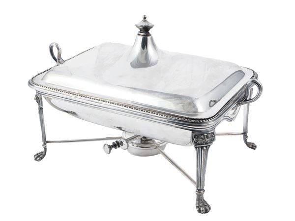 Scaldavivande in metallo argentato per cene a buffet