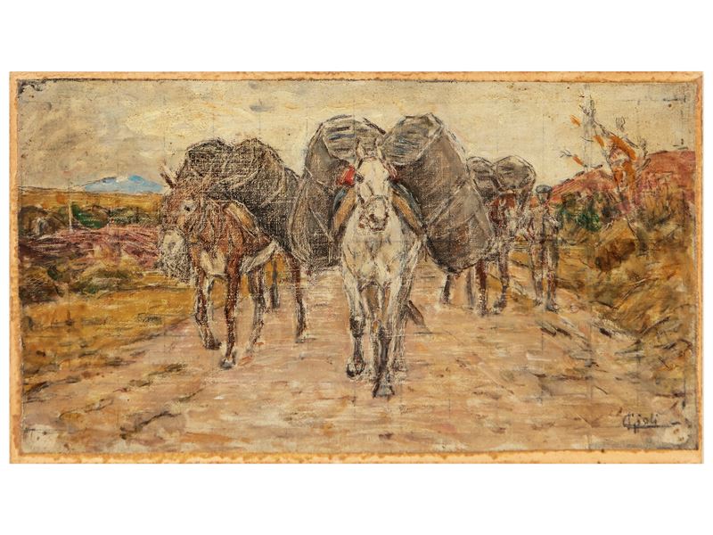 Luigi Gioli - Paesaggio con Muli