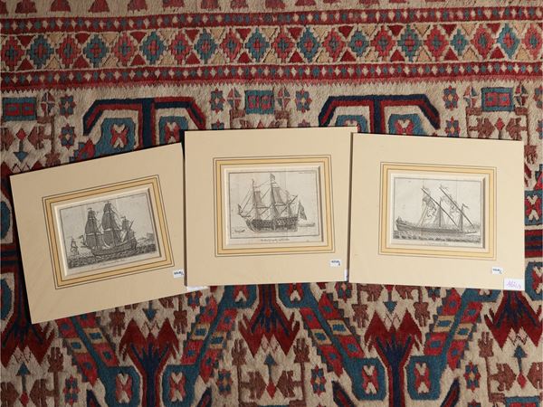 Ancient sailing ships  (18th century)  - Auction Gift Prints - Maison Bibelot - Casa d'Aste Firenze - Milano