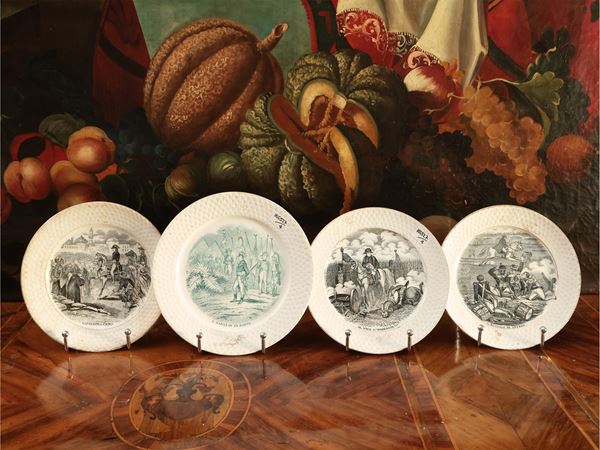 Quattro piatti in terraglia d'epoca napoleonici