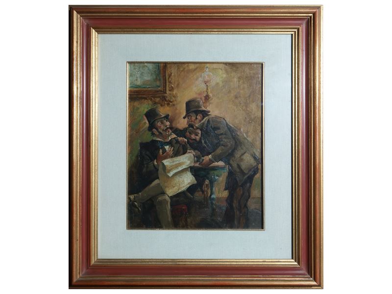 Scuola Toscana della Fine del XIX/inizio del XX Secolo - Uomini al Caffè