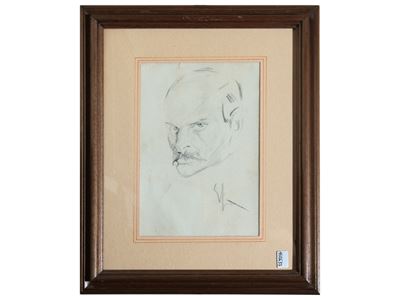Ritratto di uomo con baffi, carboncino su carta
