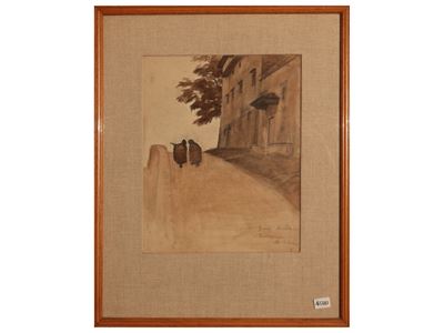 Scorcio di Strada con Due Viandanti