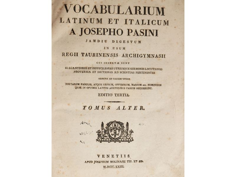 Vocabularium Latinum Et Italicum a Josepho Pasini