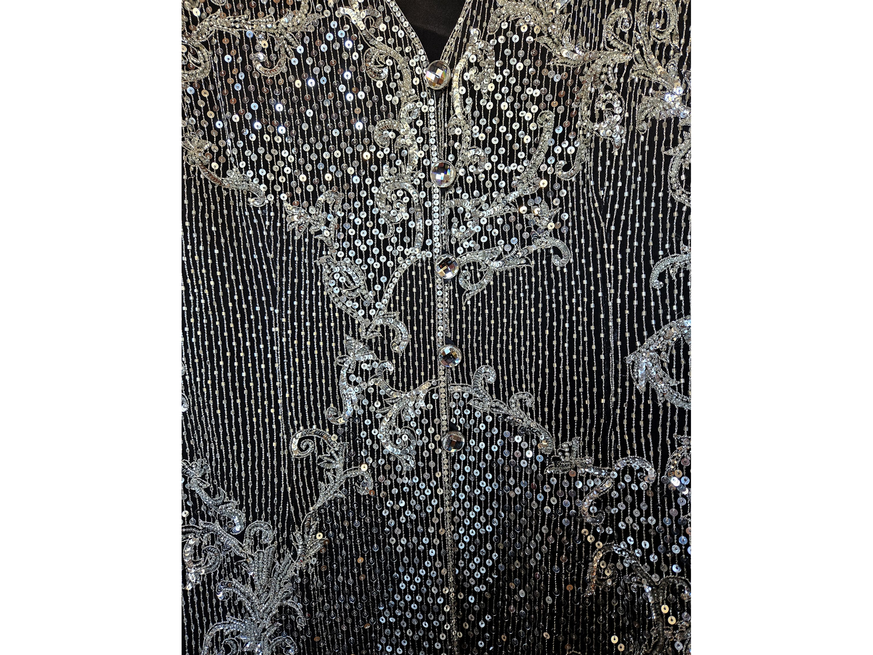 Escada, Giacca da sera in paillettes e perline color argento