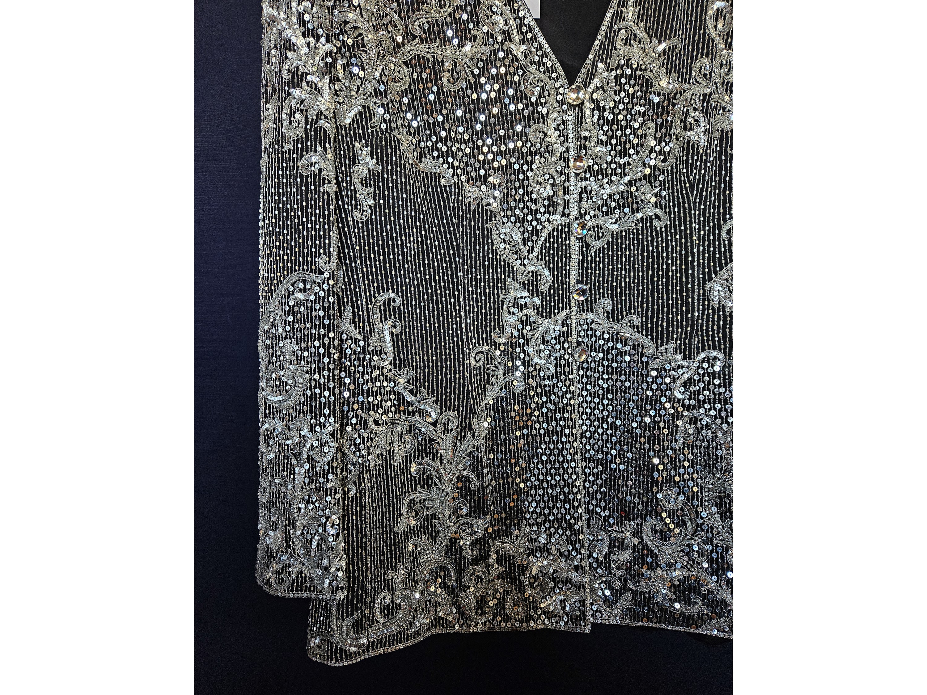 Escada, Giacca da sera in paillettes e perline color argento