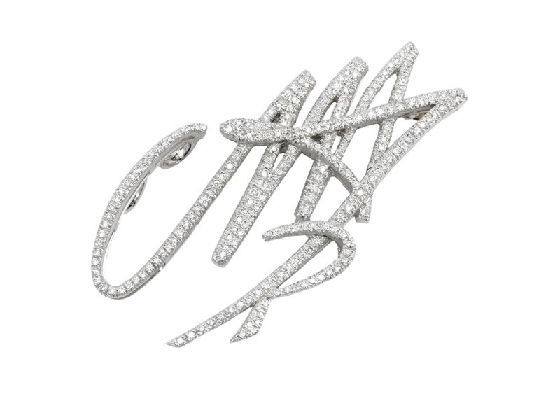 Spilla-pendente in Oro Bianco con Diamanti