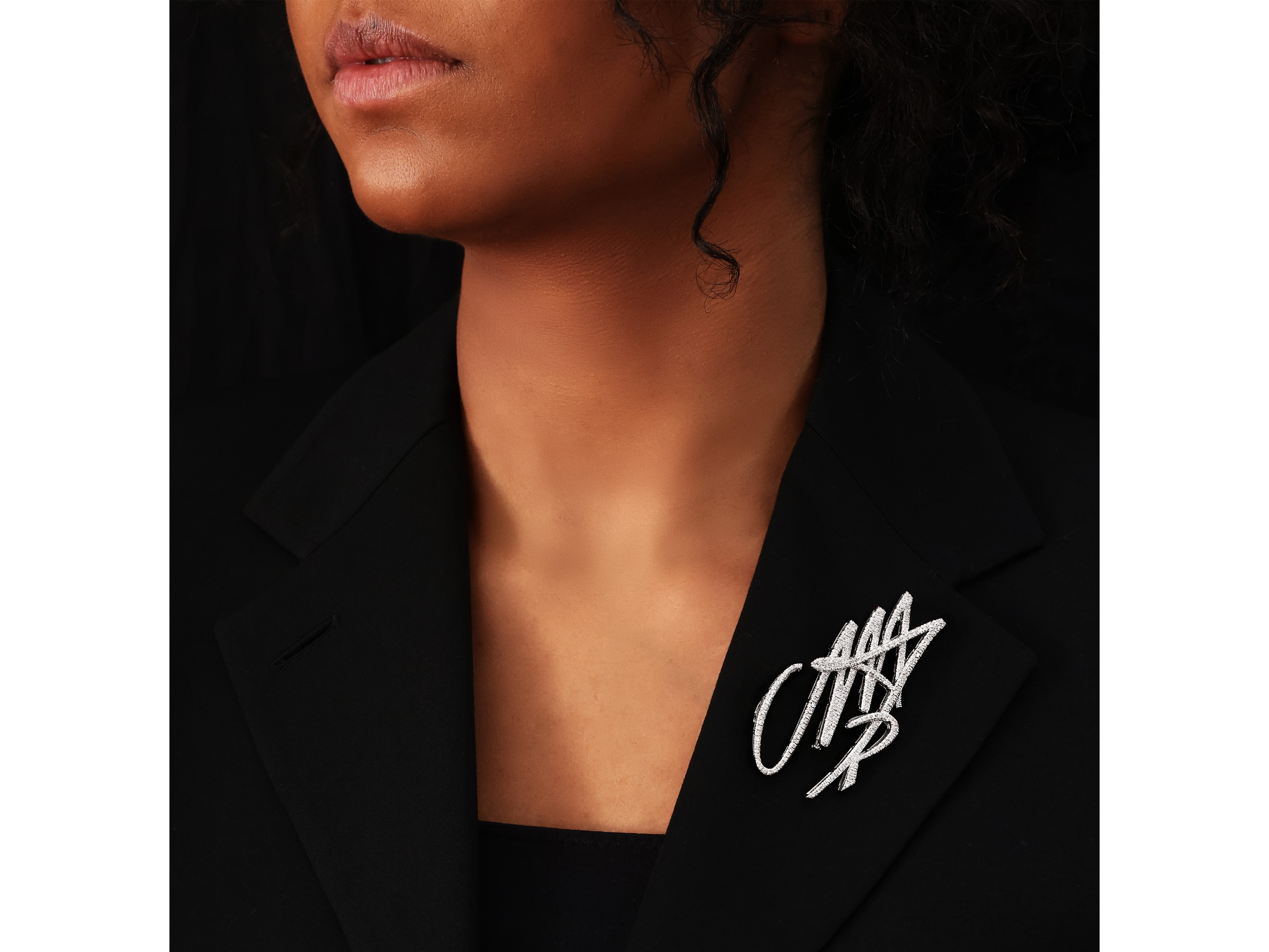 Spilla-pendente in oro bianco con diamanti