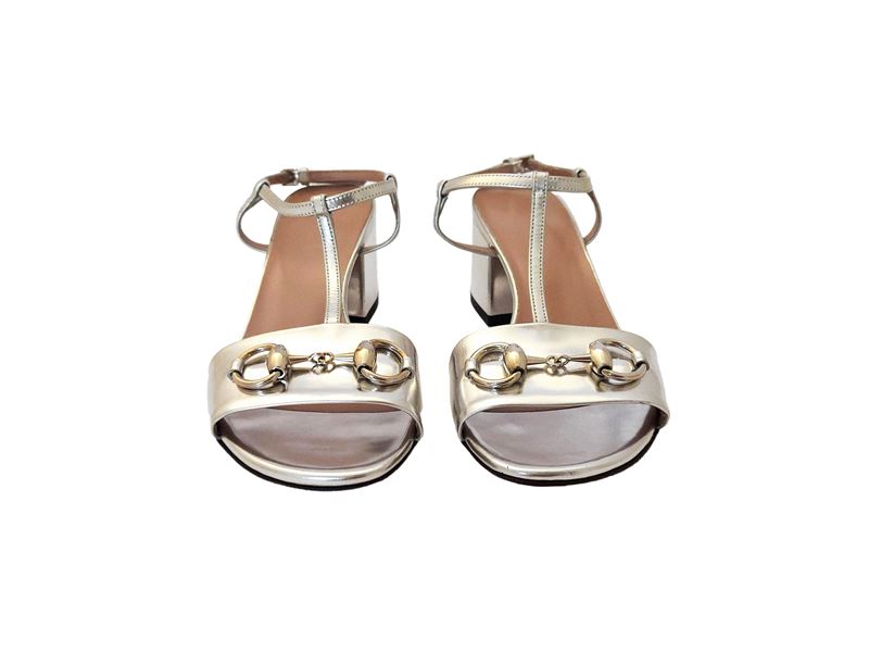 Gucci, Sandali in Pelle Color Argento