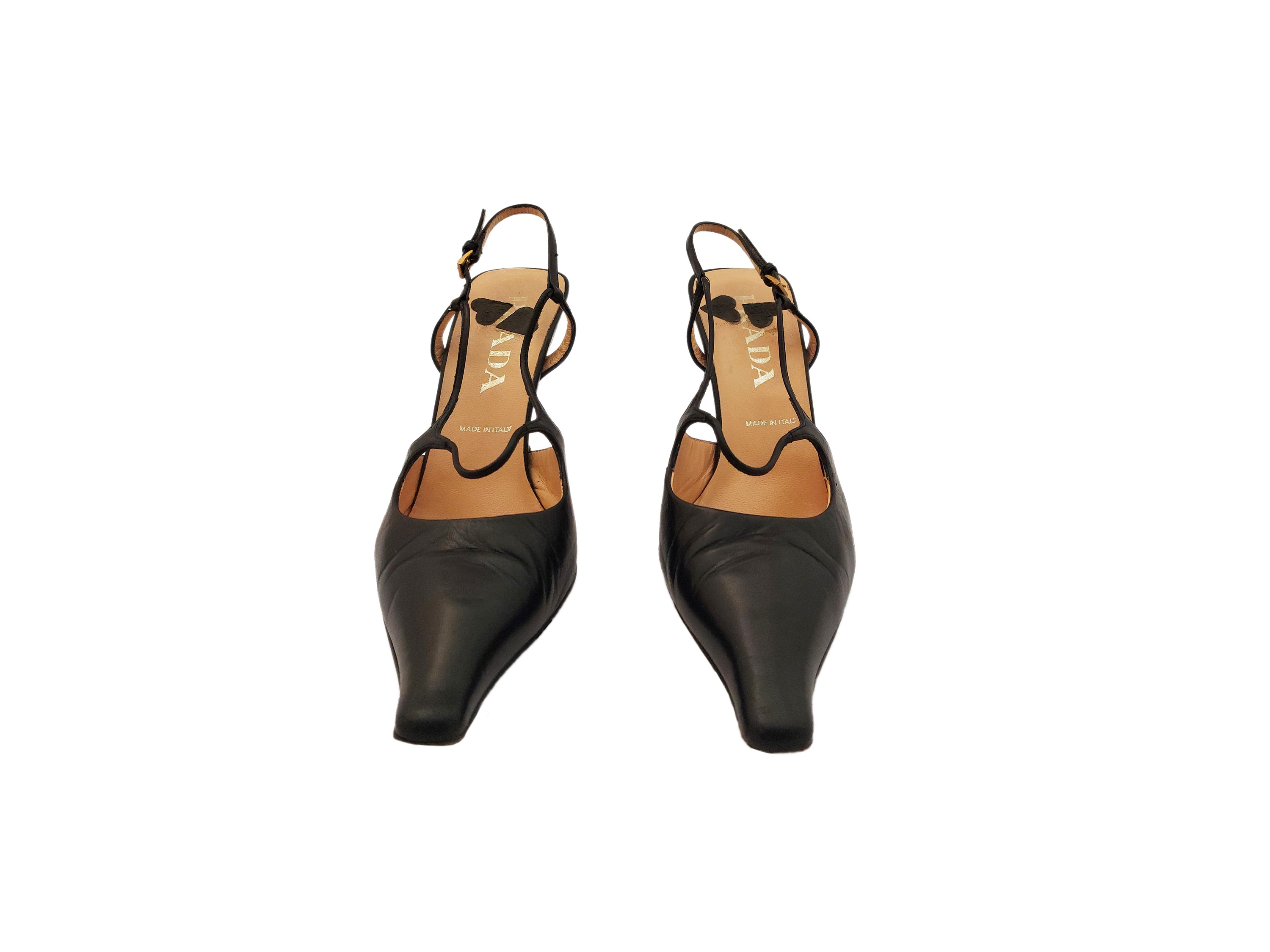 Prada, Decolleté Slingback in Pelle Nera