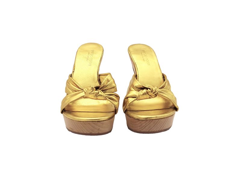 Sergio Rossi, Clogs in Pelle Color Oro