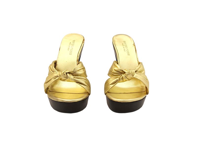 Sergio Rossi, Clogs in pelle color oro