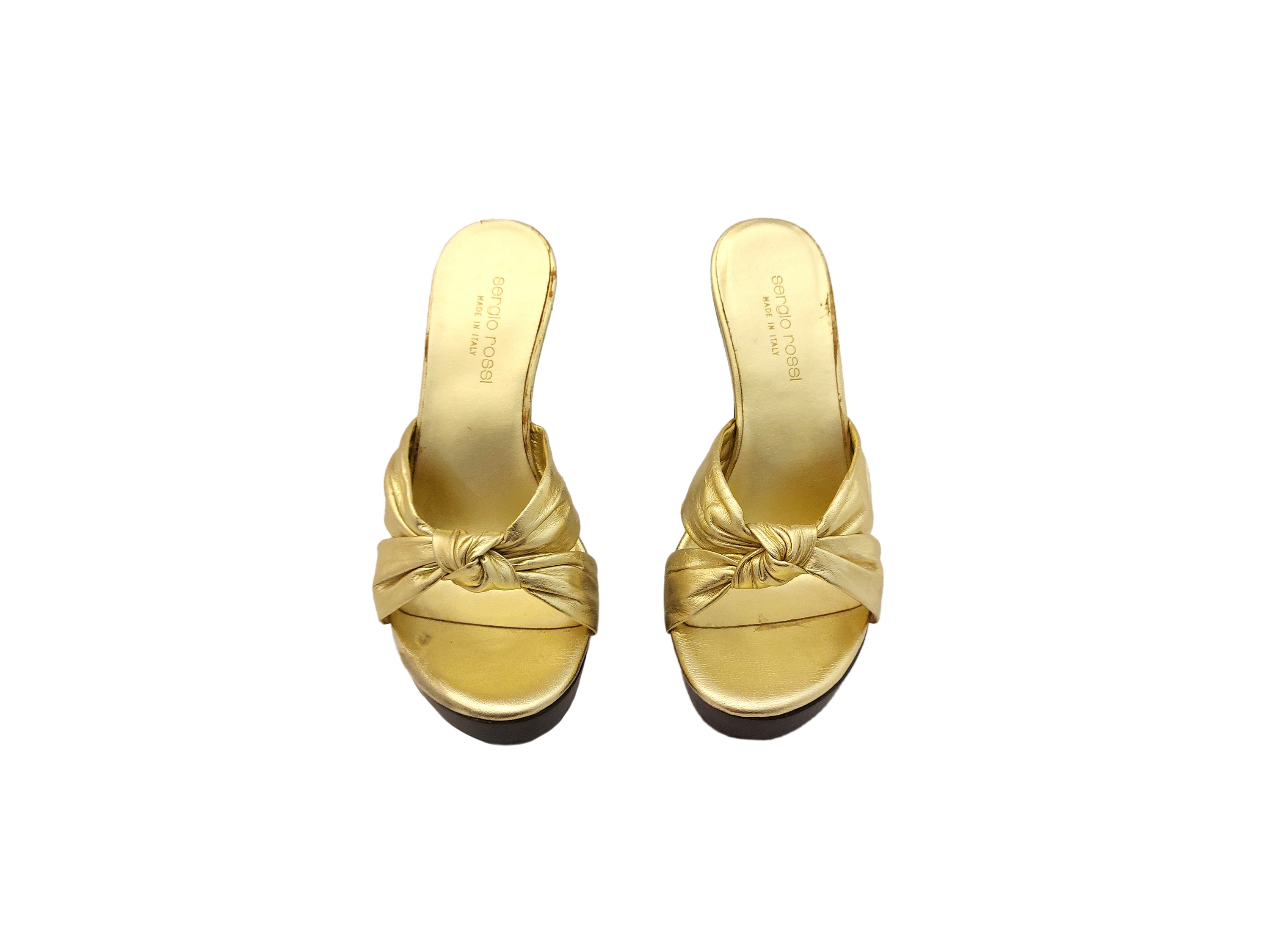 Sergio Rossi, Clogs in pelle color oro