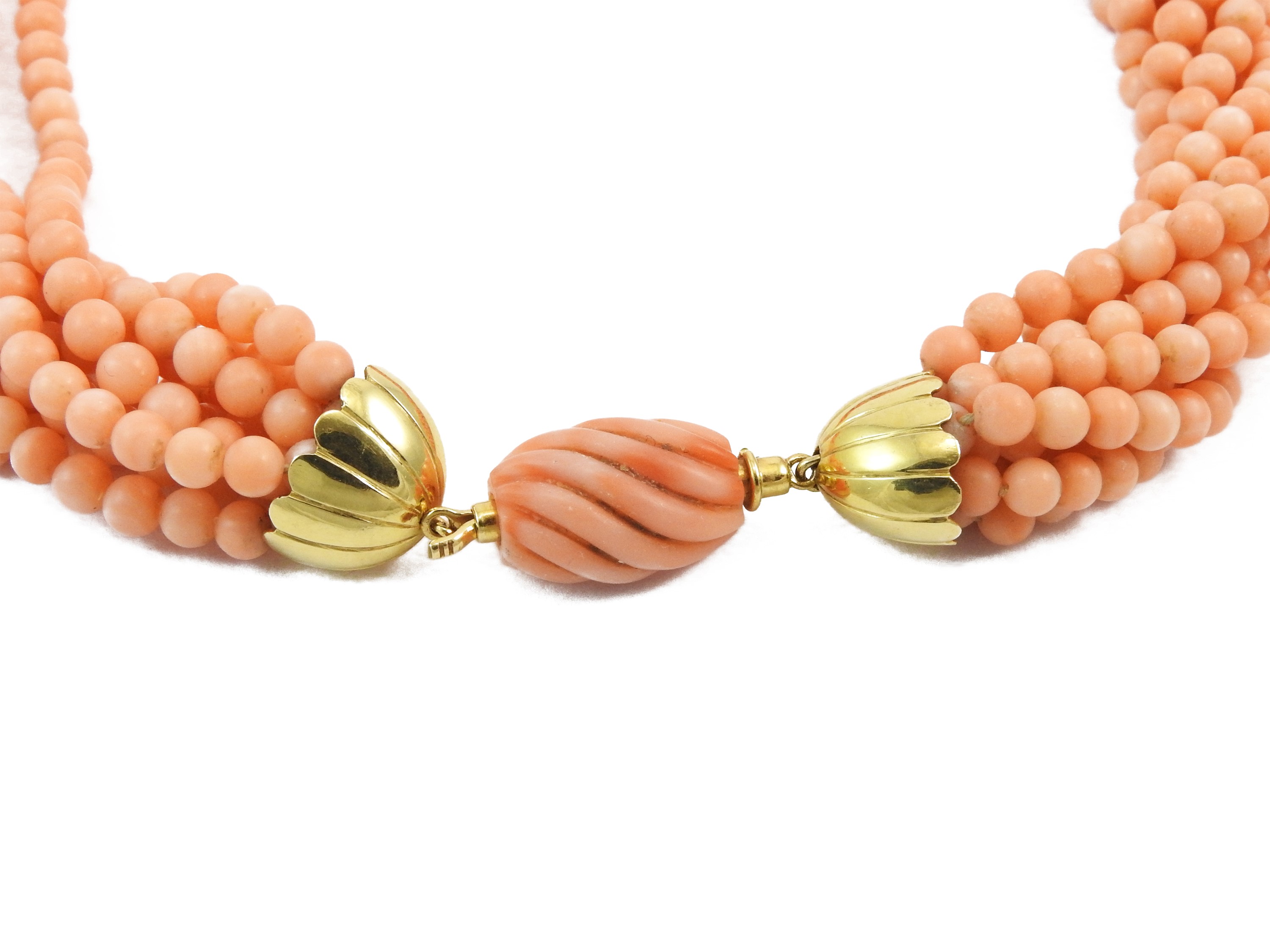 Collana multifilo in corallo rosa