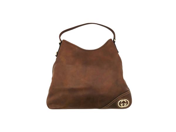 Gucci, Borsa a spalla in pelle marrone