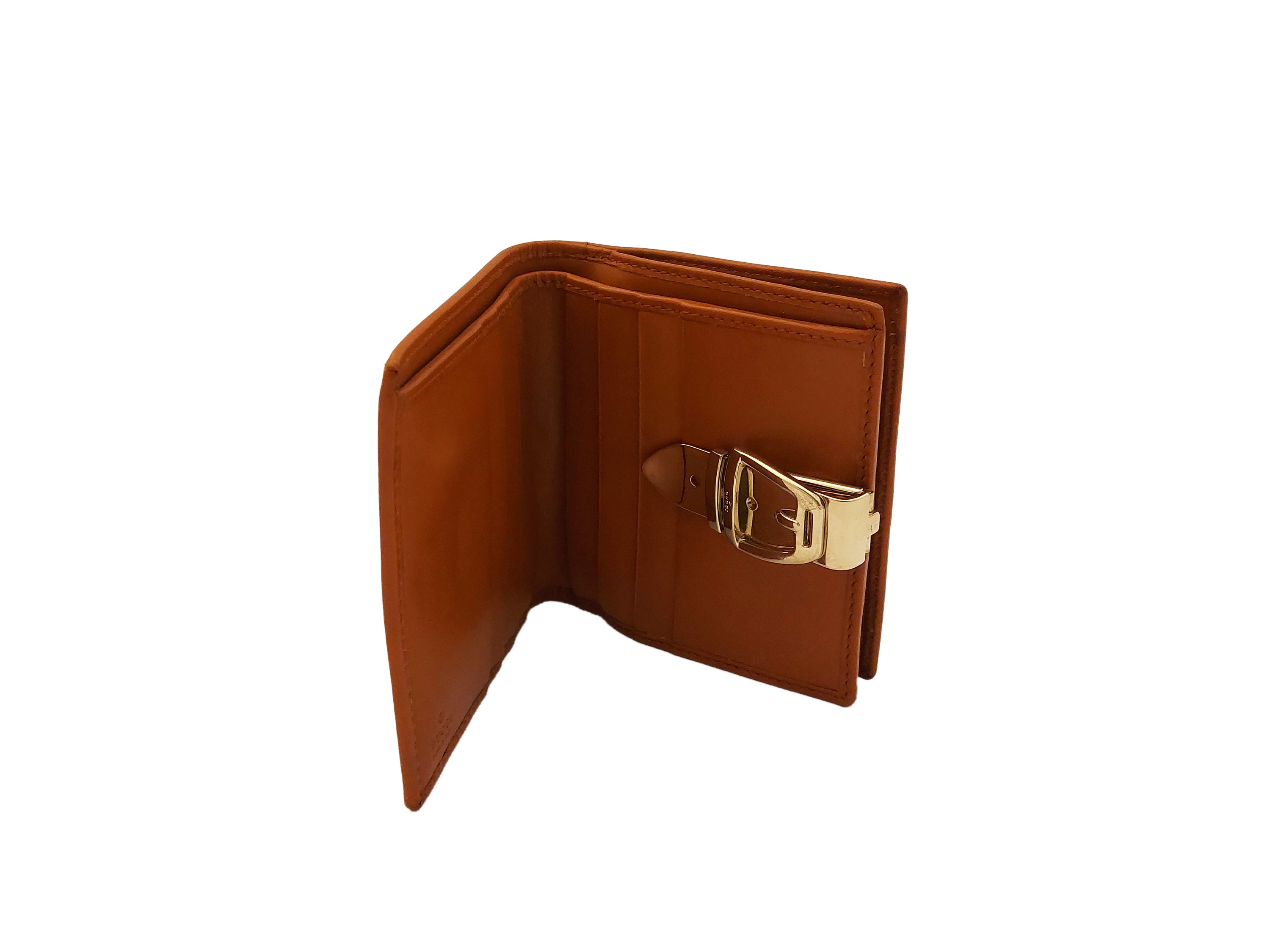 Gucci, Portafogli in pelle beige con motivo a staffe