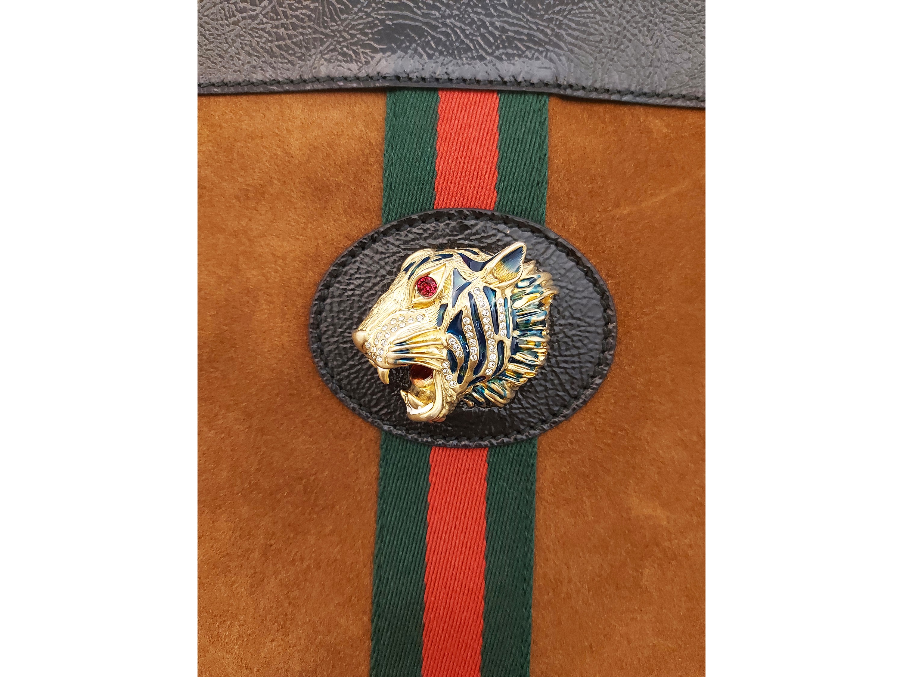 Gucci, Borsa Rajah in suede tabacco