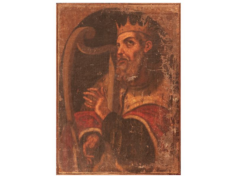 Scuola Fiamminga del XVII/XVIII Secolo - Re David che Suona L'arpa