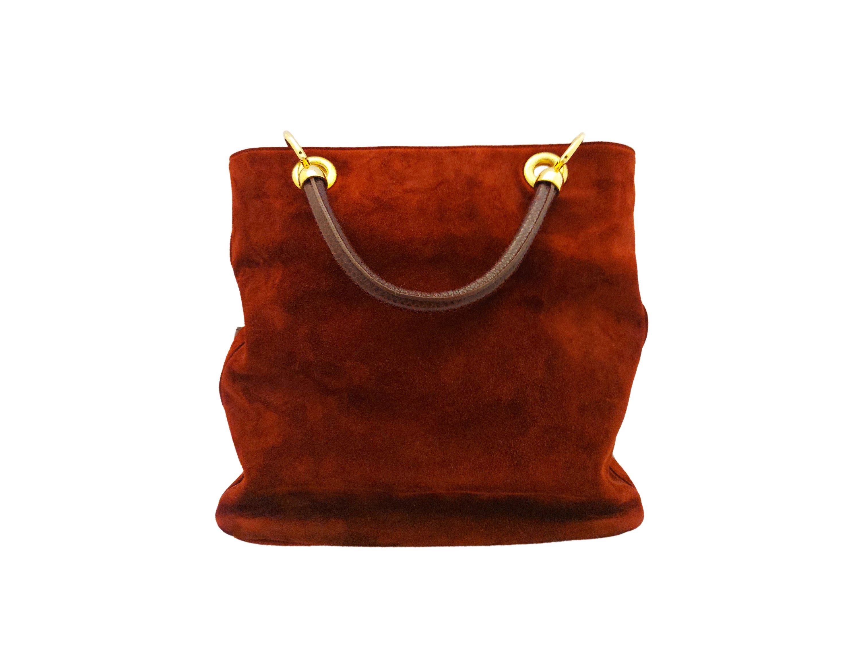 Borsa a Mano in Suede e Pelle Bordeaux