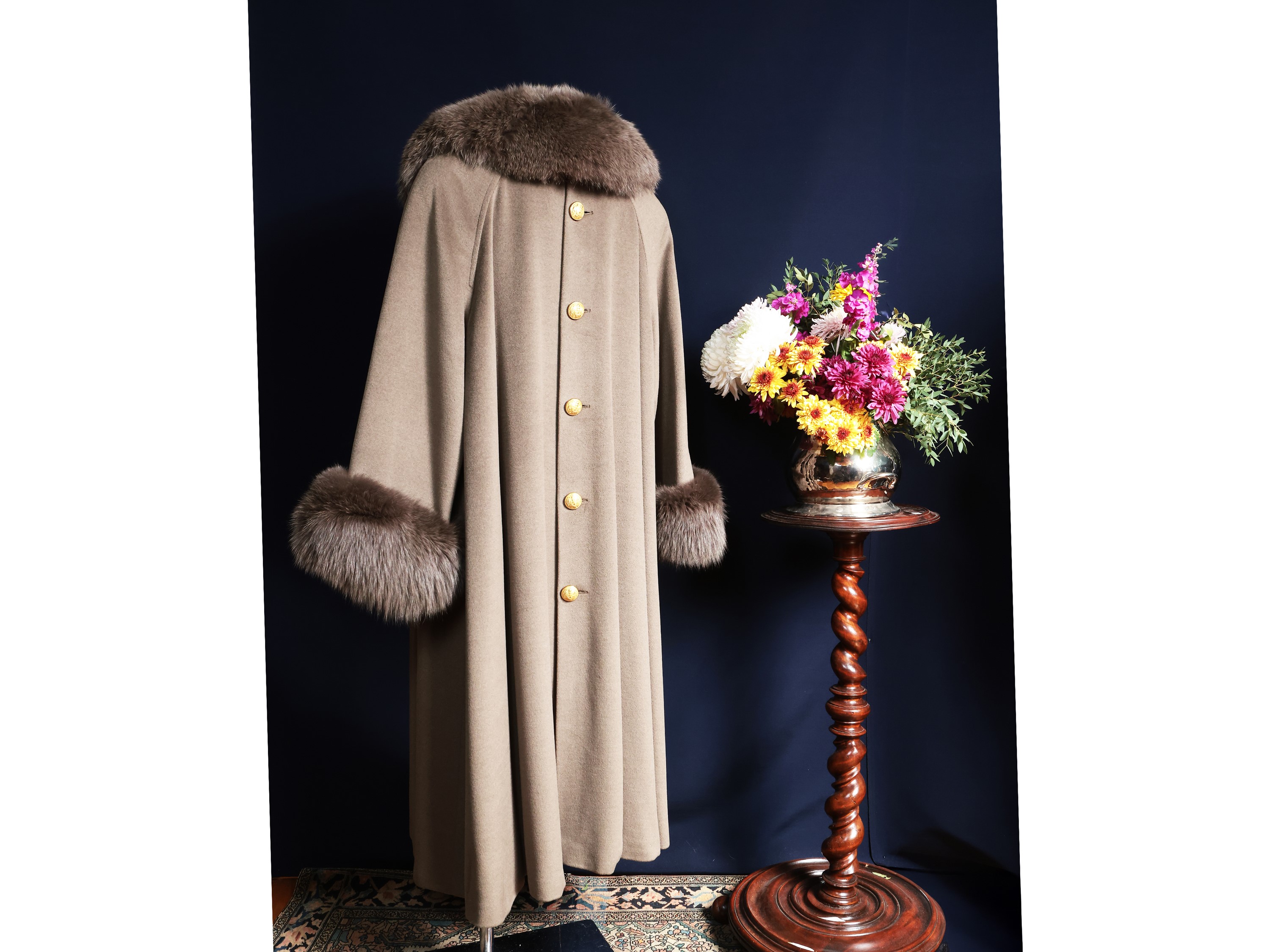 Cappotto in lana e cashmere color tabacco