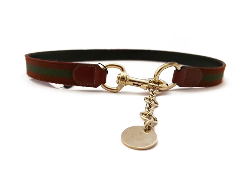 Gucci, Cintura in Pelle Nera e Tela Bordeaux e Verde