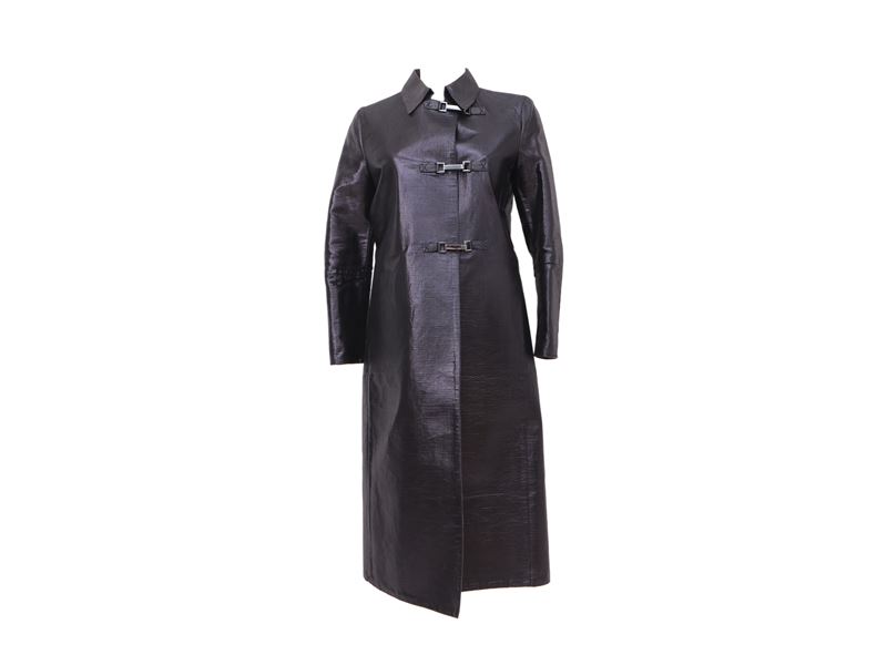 Gucci, Cappottino Nero in Tessuto Tecnico e Pelle Tom Ford