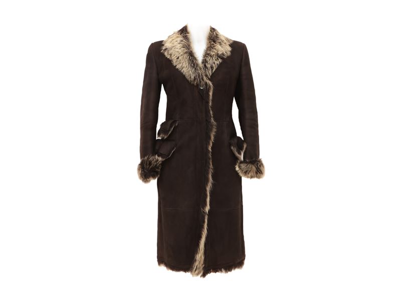 Gucci, Cappotto in shearling marrone