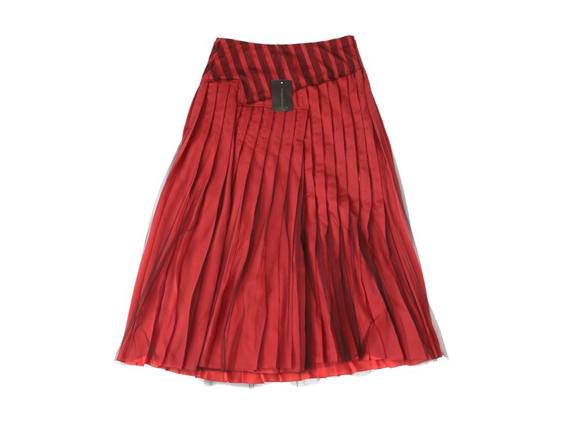 Bottega Veneta, Gonna a pieghe in seta rossa