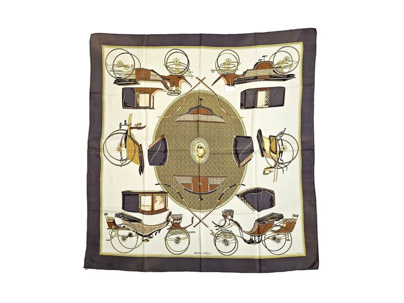Hermès, Foulard in Seta "les Voitures À Trasformation"