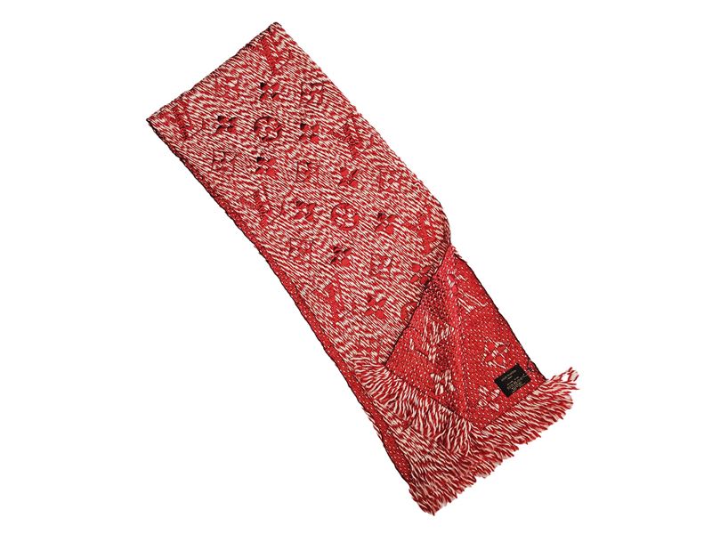 Louis Vuitton, Sciarpa in Lana e Seta Bianca e Rossa