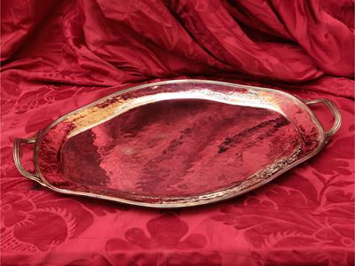 Vassoio guantiera in argento, forma ovale