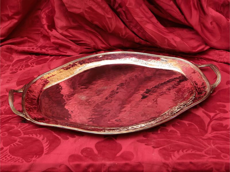 Vassoio guantiera in argento, forma ovale
