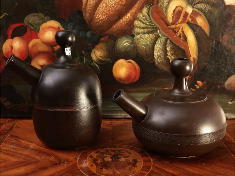 Coppia di brocche in ceramica smaltata, Franco e Ambrogio Pozzi per Gresline