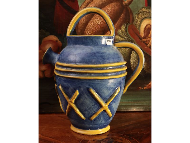 Grande versatoio in ceramica smaltata, attribuibile a Max Melamerson per I.C.S. Ceramiche