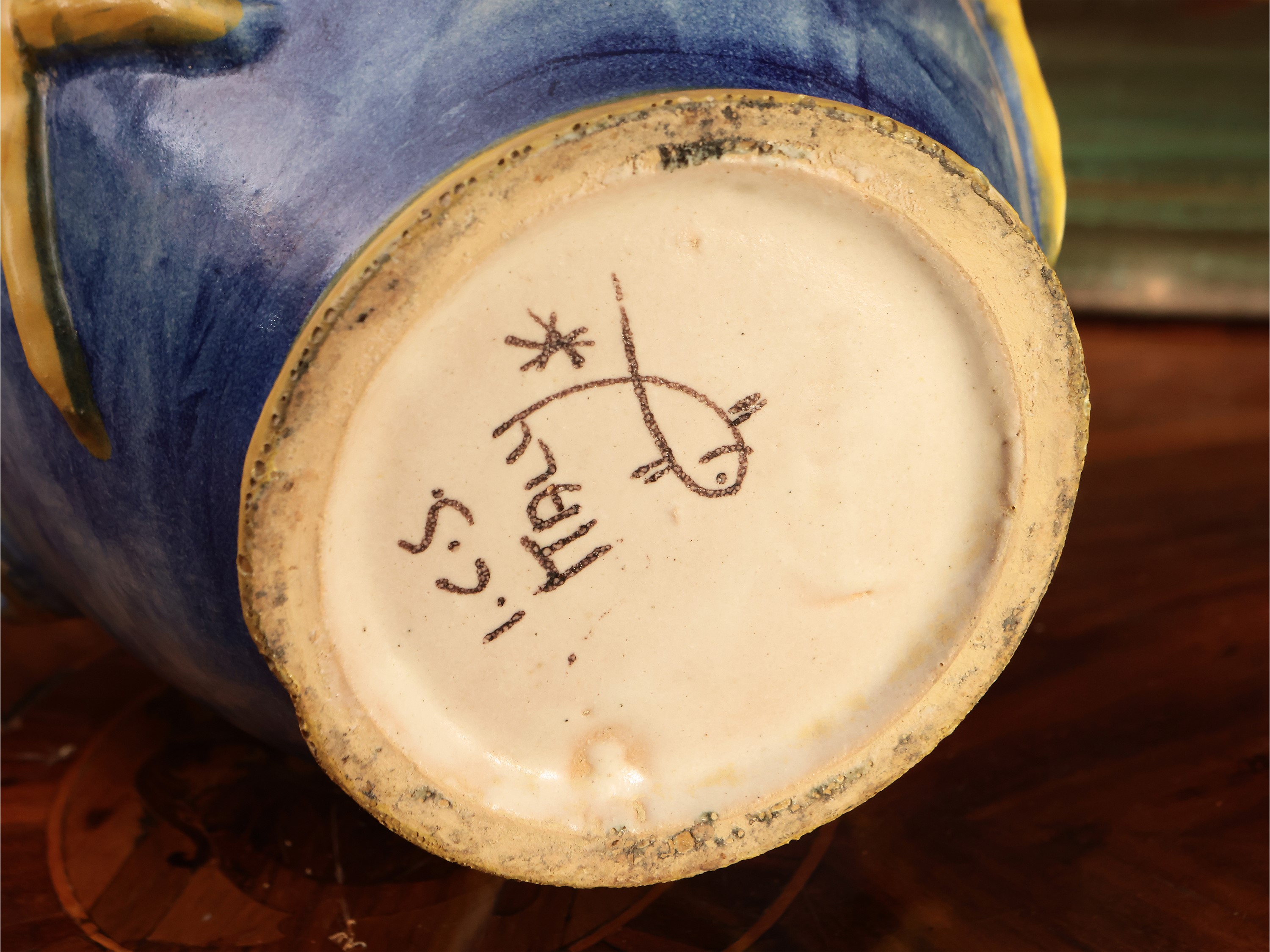 Grande versatoio in ceramica smaltata, attribuibile a Max Melamerson per I.C.S. Ceramiche