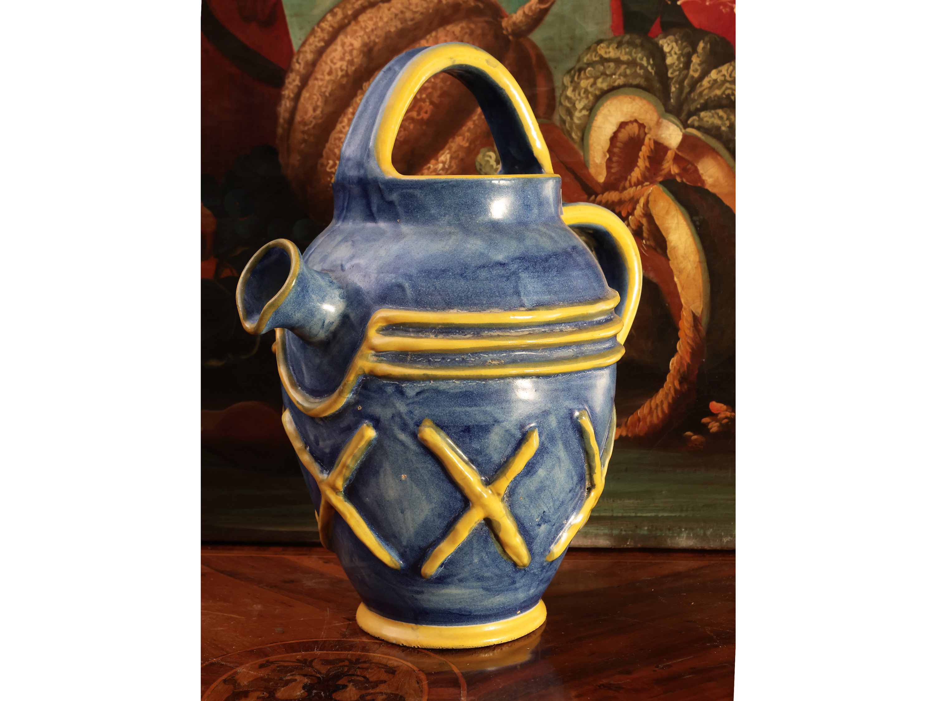 Grande versatoio in ceramica smaltata, attribuibile a Max Melamerson per I.C.S. Ceramiche