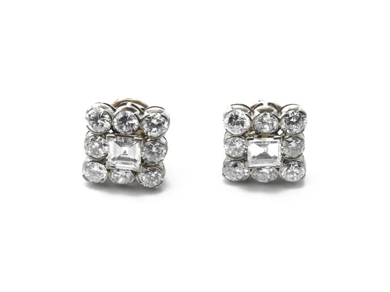 Orecchini in Platino e Oro Bianco con Diamanti