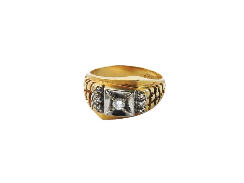 Anello in Oro Giallo 585/1000 e Platino con Diamante