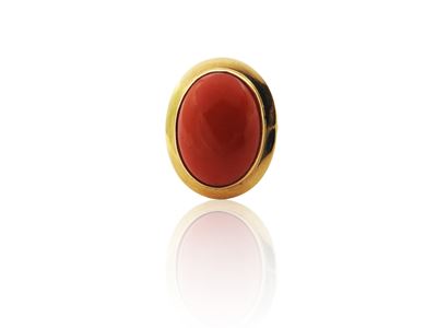 Anello in Oro Giallo con Corallo Rosso Arancio