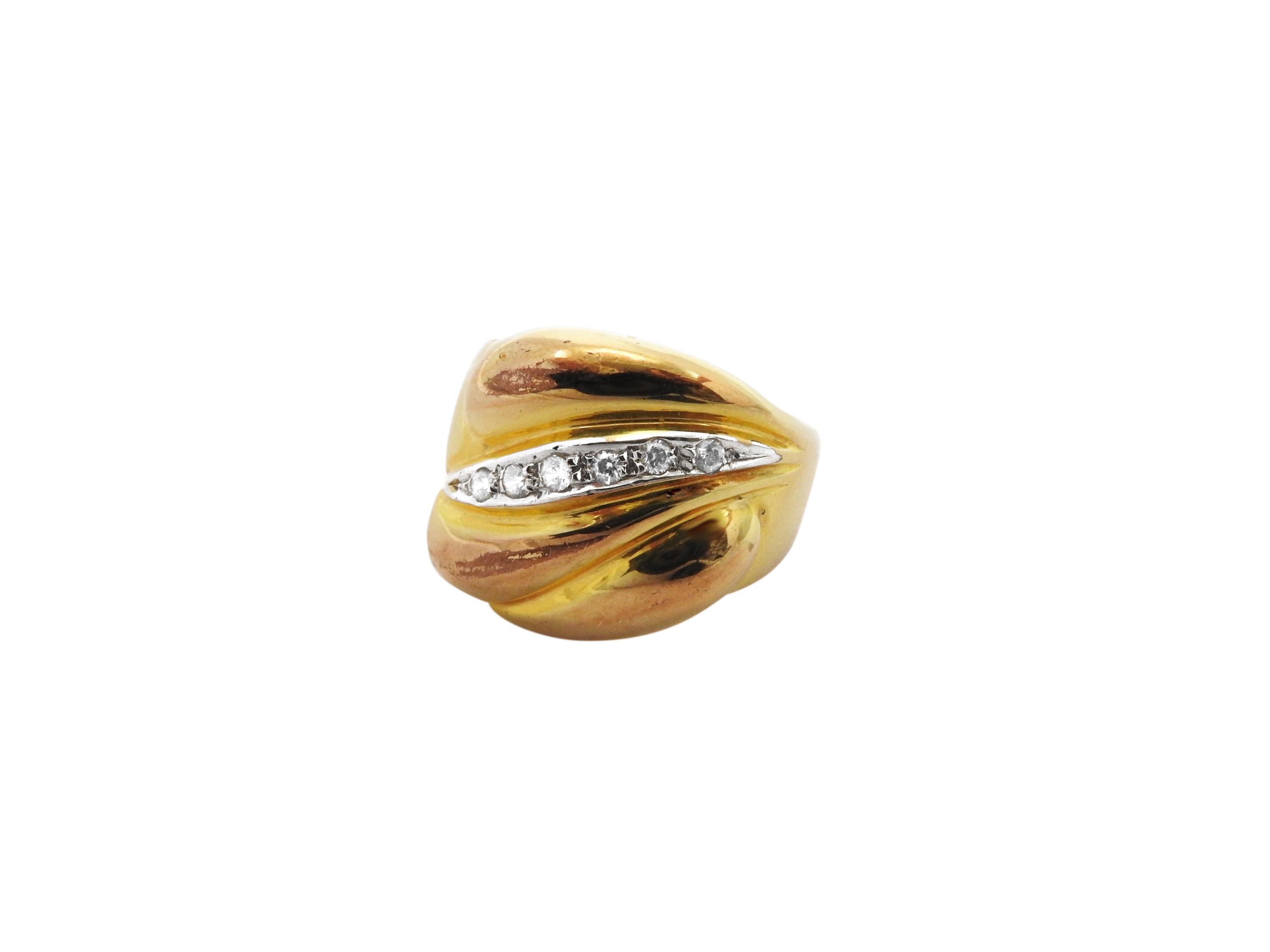 Anello a Fascia in Oro Giallo e Bianco con Diamanti