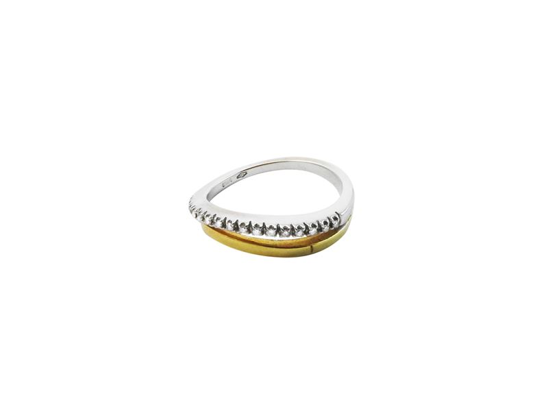 Anello in Oro Giallo e Bianco con Diamanti
